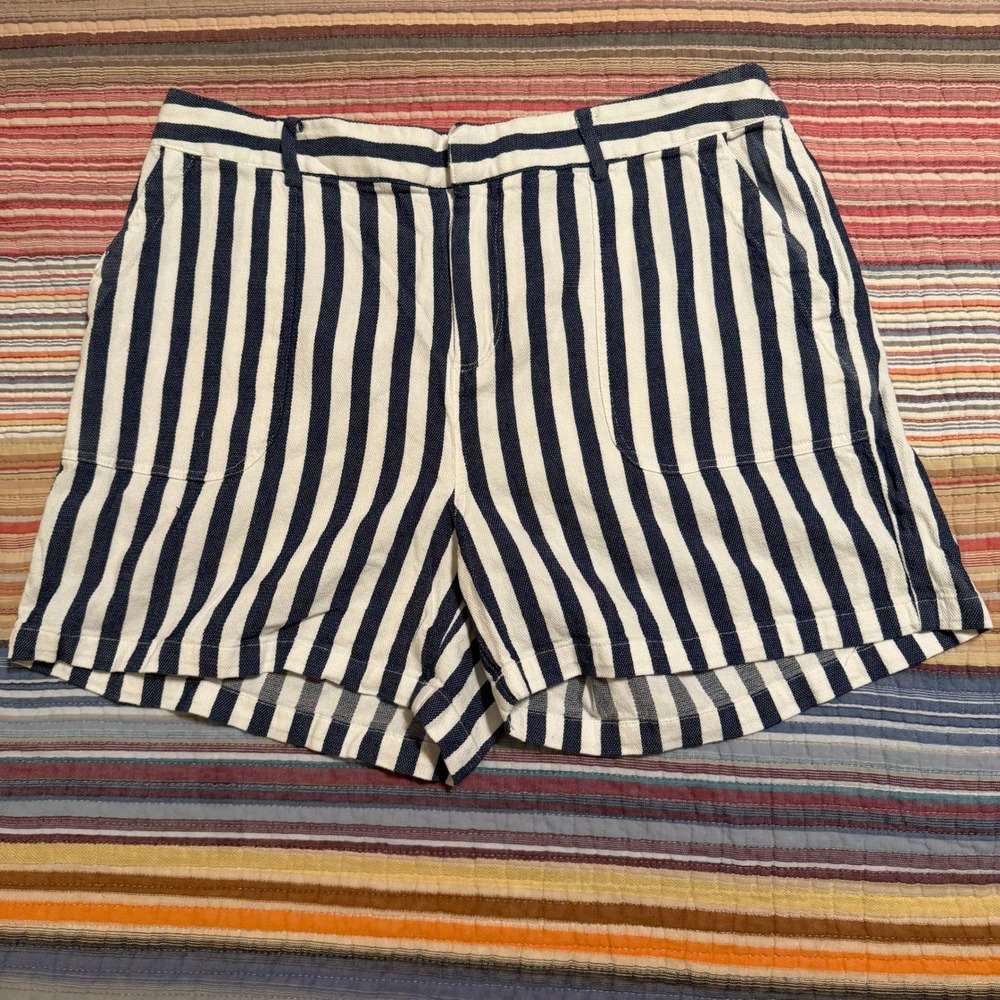 Vince Camuto Navy White‎ Striped Cotton Blend Shorts Size 4 Nautical Summer